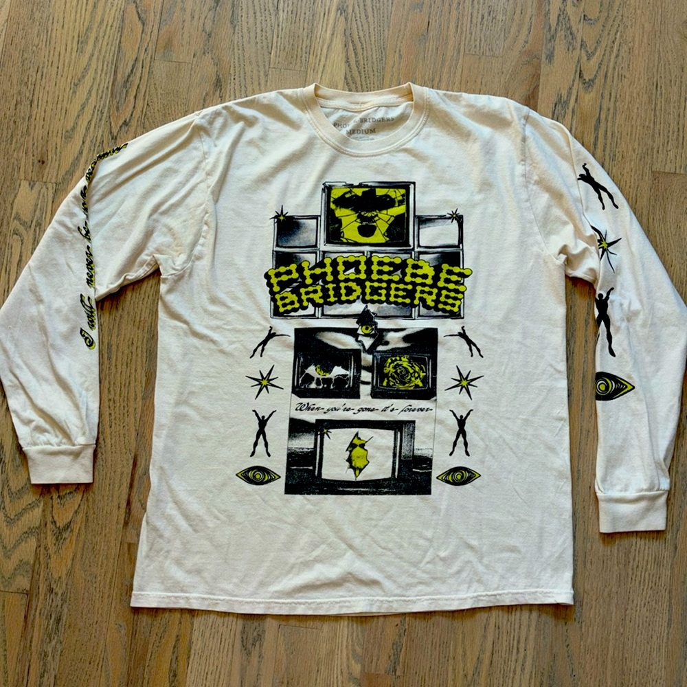 Official Phoebe Bridgers Chinese Satellite long sleeve ivory shirt size M